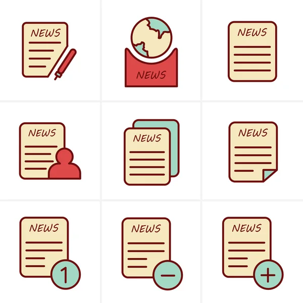 Ícones de linha estilo jornal ícones conjunto —  Vetores de Stock