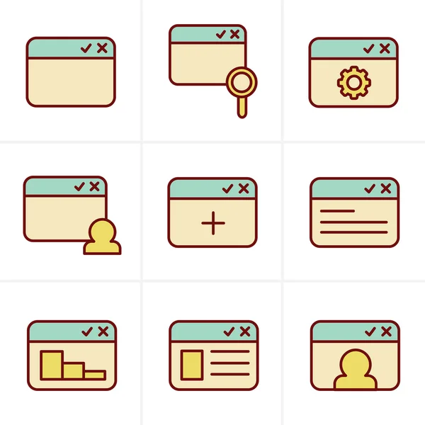 Ícones estilo conjunto de ícones do navegador —  Vetores de Stock
