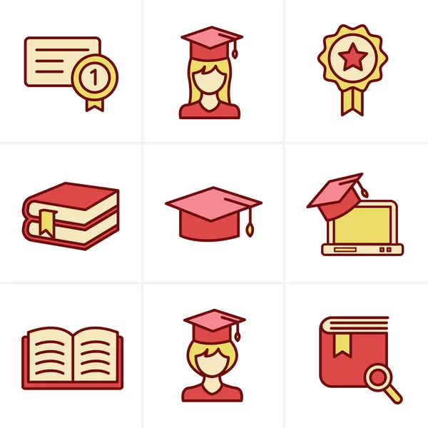 Simgeler tarzı eğitim Icons set.