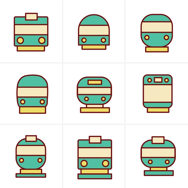 Stil Icons Set simgelerin taşıma - tren ve tramvay, vektör Hüseyin — Stok Vektör