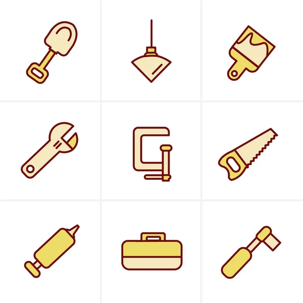 Pictogrammen stijl Basic - Tools en bouw pictogrammen — Stockvector