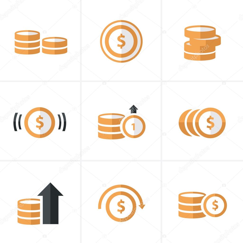 Flat icon  Coins Icons Set, Vector Design