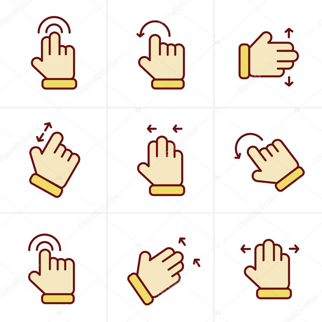 Icons Style Basic human gestures using modern digital devices Ic