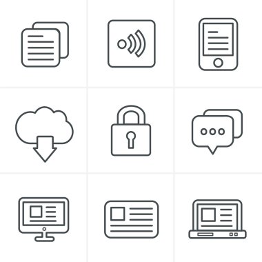 Satır simgeler tarzı Web sitesi Icons Set, vektör tasarımı