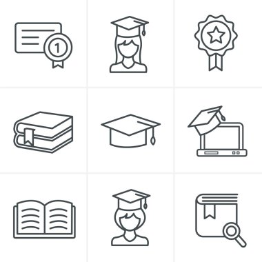 Satır simgeler tarzı eğitim Icons set.