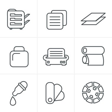 Zarif serisi çizgi simgeler tarzı baskı Icons set