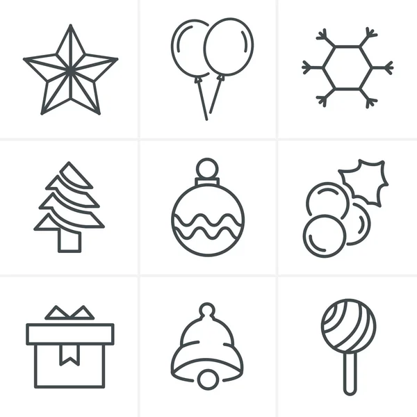 Line Icons Style  Christmas Icons Set, Vector Design — Stock Vector