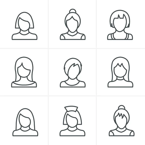 Line Icons Style  Woman Icons Set, Vector Design — Stock Vector