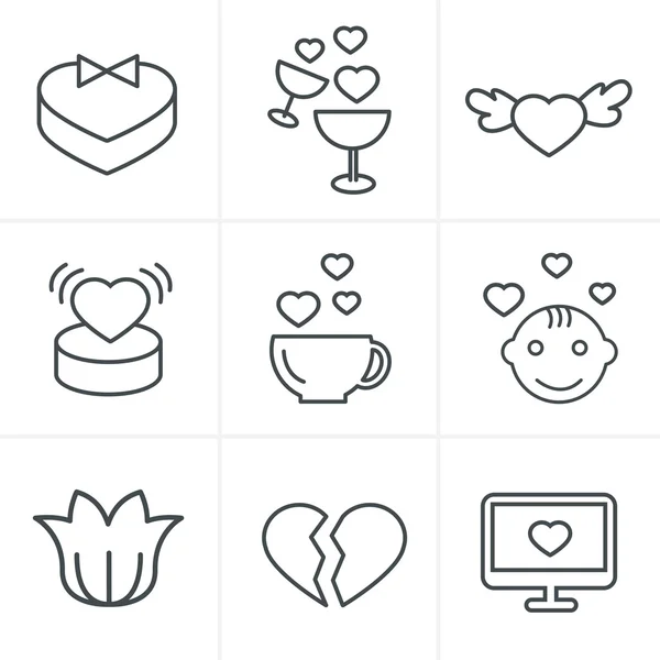 Conjunto de iconos de amor de estilo de línea, diseño vectorial — Vector de stock