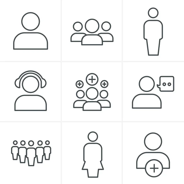 Conjunto de ícones de equipe de estilo de ícones de linha, Design de vetores — Vetor de Stock