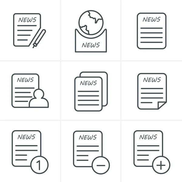 Ícones de linha estilo jornal ícones conjunto —  Vetores de Stock