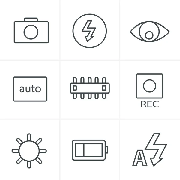 Line Icons Style Photography icons — Stock Vector