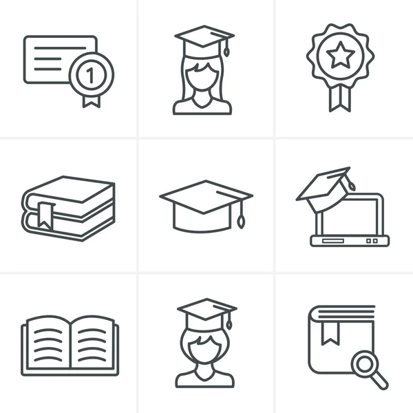 Ícones de linha estilo conjunto de ícones de educação . — Vetor de Stock