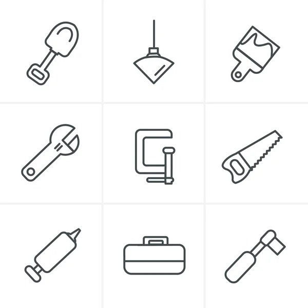 Ikony stylu Basic - narzędzia i budowy linii ikony — Wektor stockowy