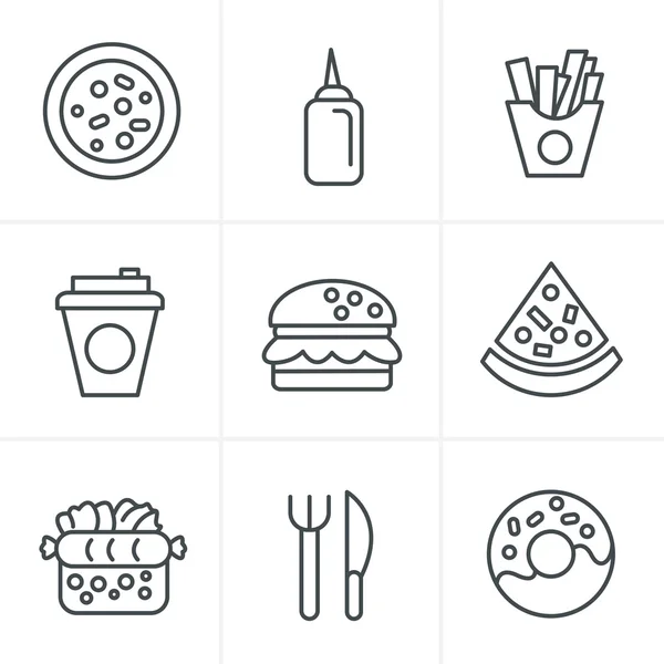 Иконы стиля Line Icons Fast Food Icons — стоковый вектор