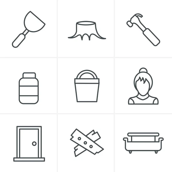 Lijn Icons Style Icons set timmerwerk — Stockvector