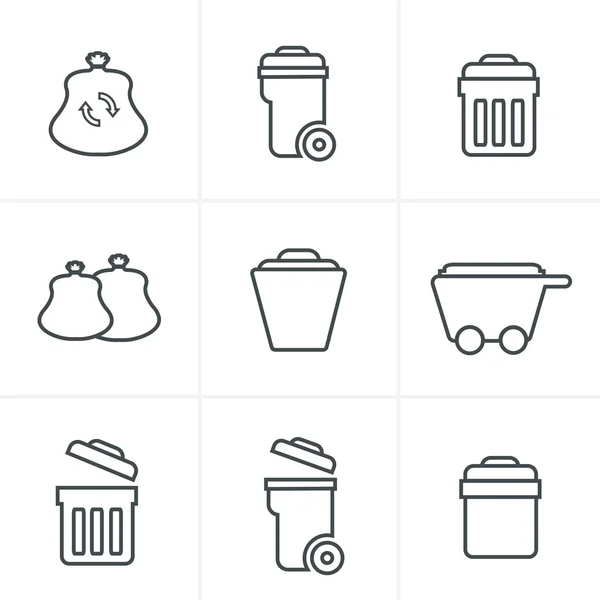 Line Icons Style  Garbage Icons — Stock Vector