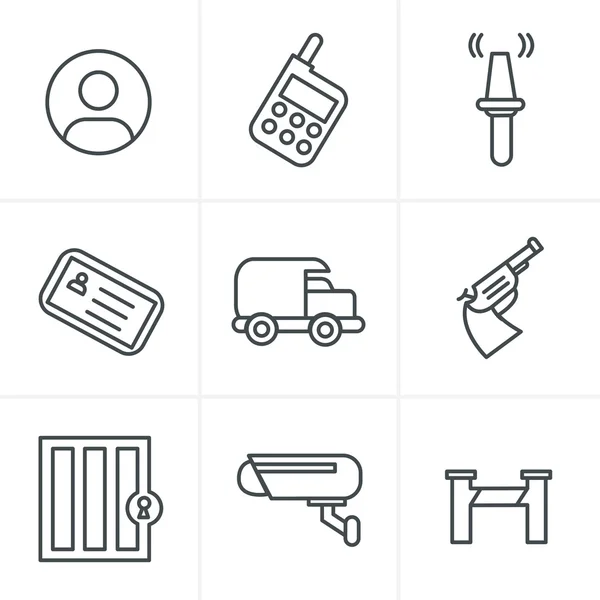 Icone di sicurezza stile linea icone — Vettoriale Stock