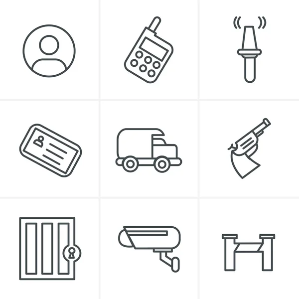 Iconos de línea Estilo Iconos de seguridad — Vector de stock