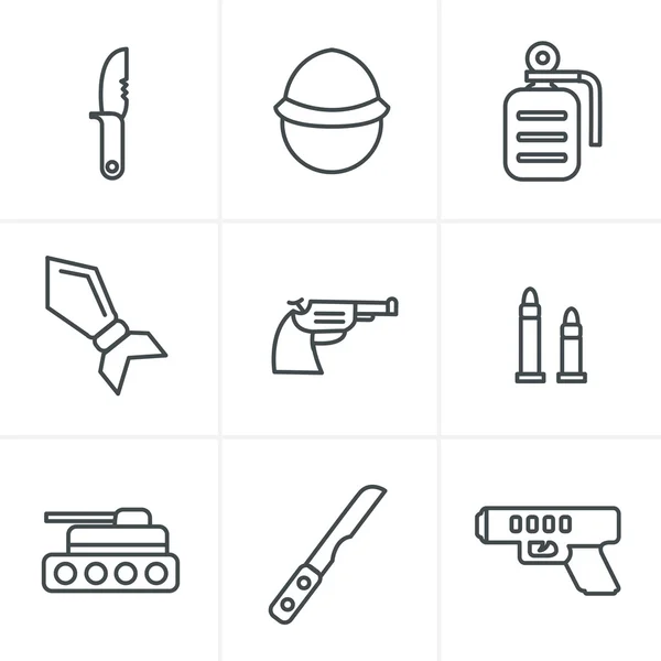 Iconos de línea Estilo iconos militares — Vector de stock