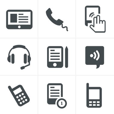 gri siyah vektör telefon Icons set