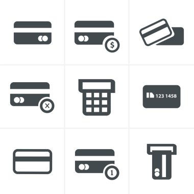 siyah vektör kredi sepeti Icons set