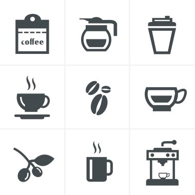 Beyaz arka plan ile kahve simgeleri