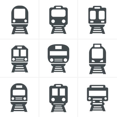 Taşıma Icons - tren ve tramvay, vektör çizim seti