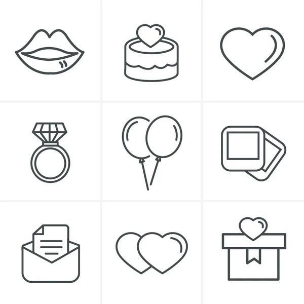 Line Icons Style Wedding Icons Set, Vector Design — Stock Vector