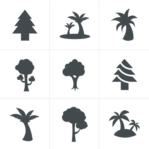 Conjunto de ícones de árvore, Design de vetores — Vetor de Stock