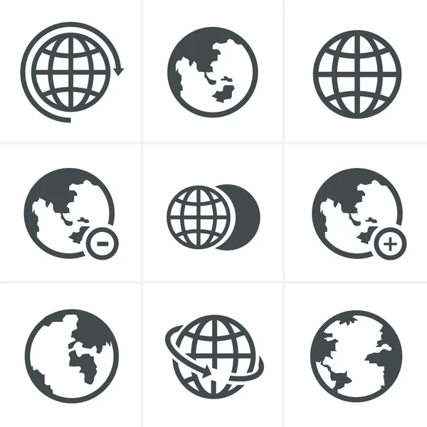 Earth vector icons set — Stock Vector