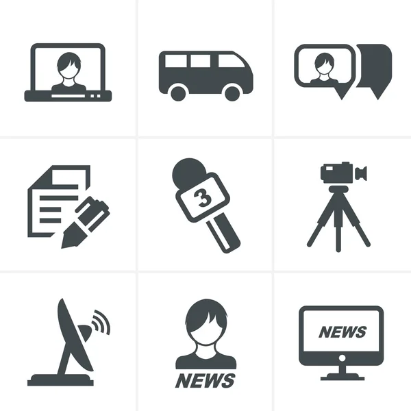 News reporter icons set. — Stock Vector