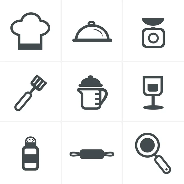 Pişirme gıdalar ve mutfak Icons set anahat