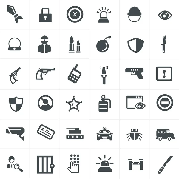 Conjunto de iconos de seguridad y armas — Vector de stock