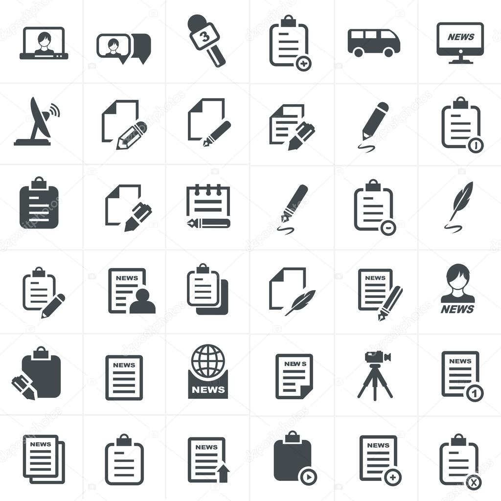 write and news icon set.