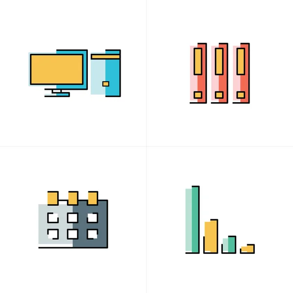 Számítógép, a fájl, a naptár, a diagramterv ikonok abstact — Stock Vector