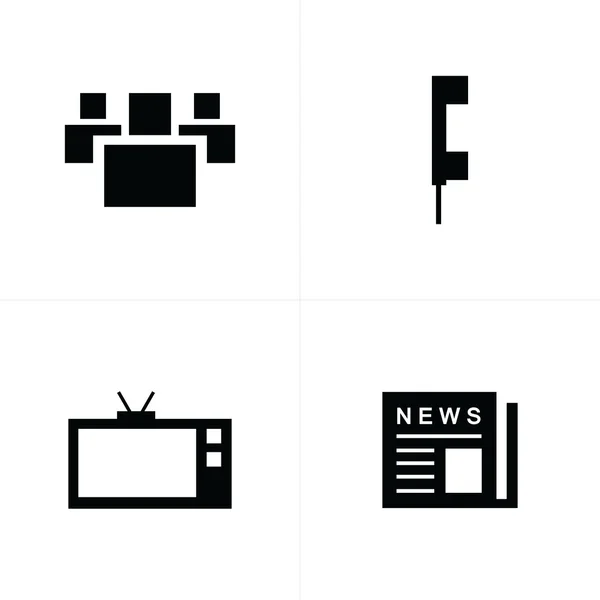 Mensen, nieuws, tv, telefoon pictogrammen — Stockvector