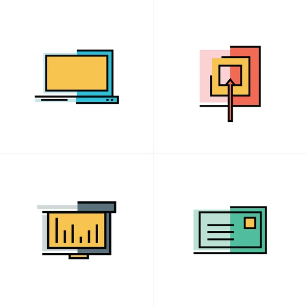 Dizüstü bilgisayar, hedef, grafik, posta simgeleri tasarım — Stok Vektör