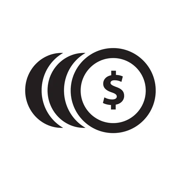 Münzen mit Dollarzeichen einfaches Symbol auf weißem Hintergrund — Stockvektor