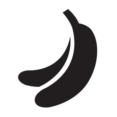 muz simgesi, izole, beyaz zemin üzerine siyah. Vektör