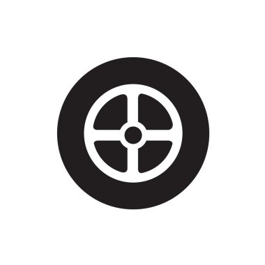 Araba tekerlek. Beyaz arka plan üzerinde tek düz simge