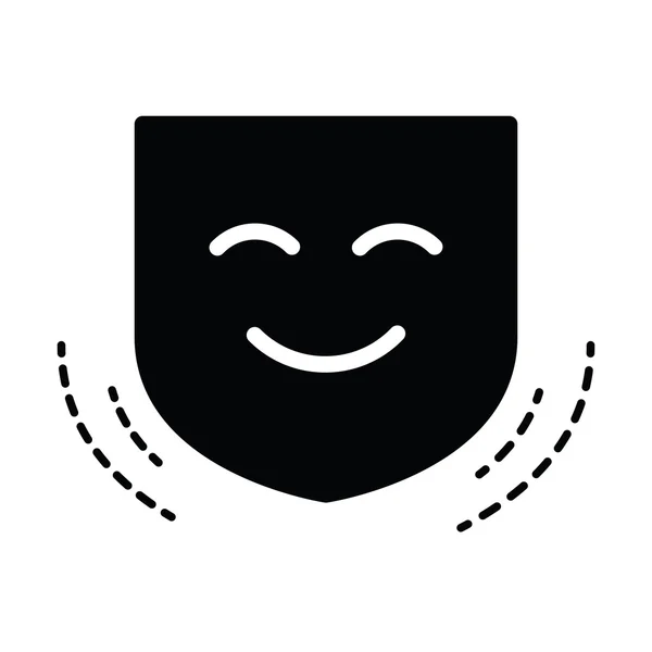 Máscara de sonrisa, vector de color negro — Vector de stock