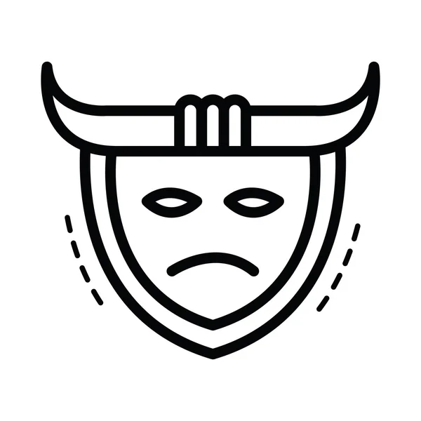 Samurai maschera icona linea stile — Vettoriale Stock