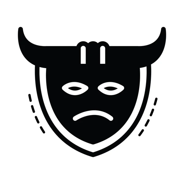 Samurai maschera icona colore nero — Vettoriale Stock