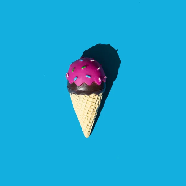 Minimal Layout Concept Ice Cream Blue Background — Stock Photo, Image