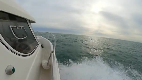 White Fishing Boat Sailing Open Irish Sea — Stock Video