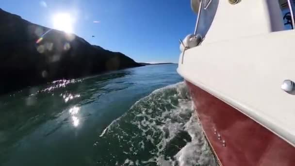 White Fishing Boat Sailing Open Irish Sea — Stock Video