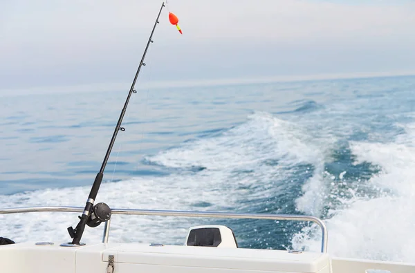 Stav Med Flytring Bobber Toppen Naturlig Miljö Med Havet Bakgrunden — Stockfoto