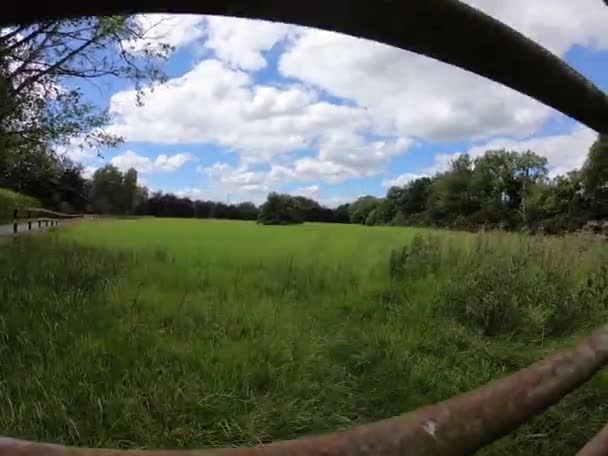 Çiftlik Çitleri Olan Güzel Yeşil Arazi — Stok video