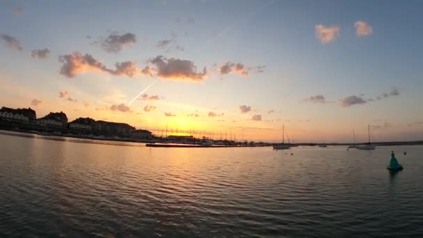 Barco Puerto Por Noche — Vídeo de stock